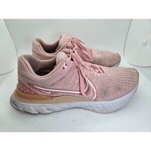 Nike React Infinity Run Flyknit 3 Shoes Womens 9 Pink Glaze Running Gym Sneakers